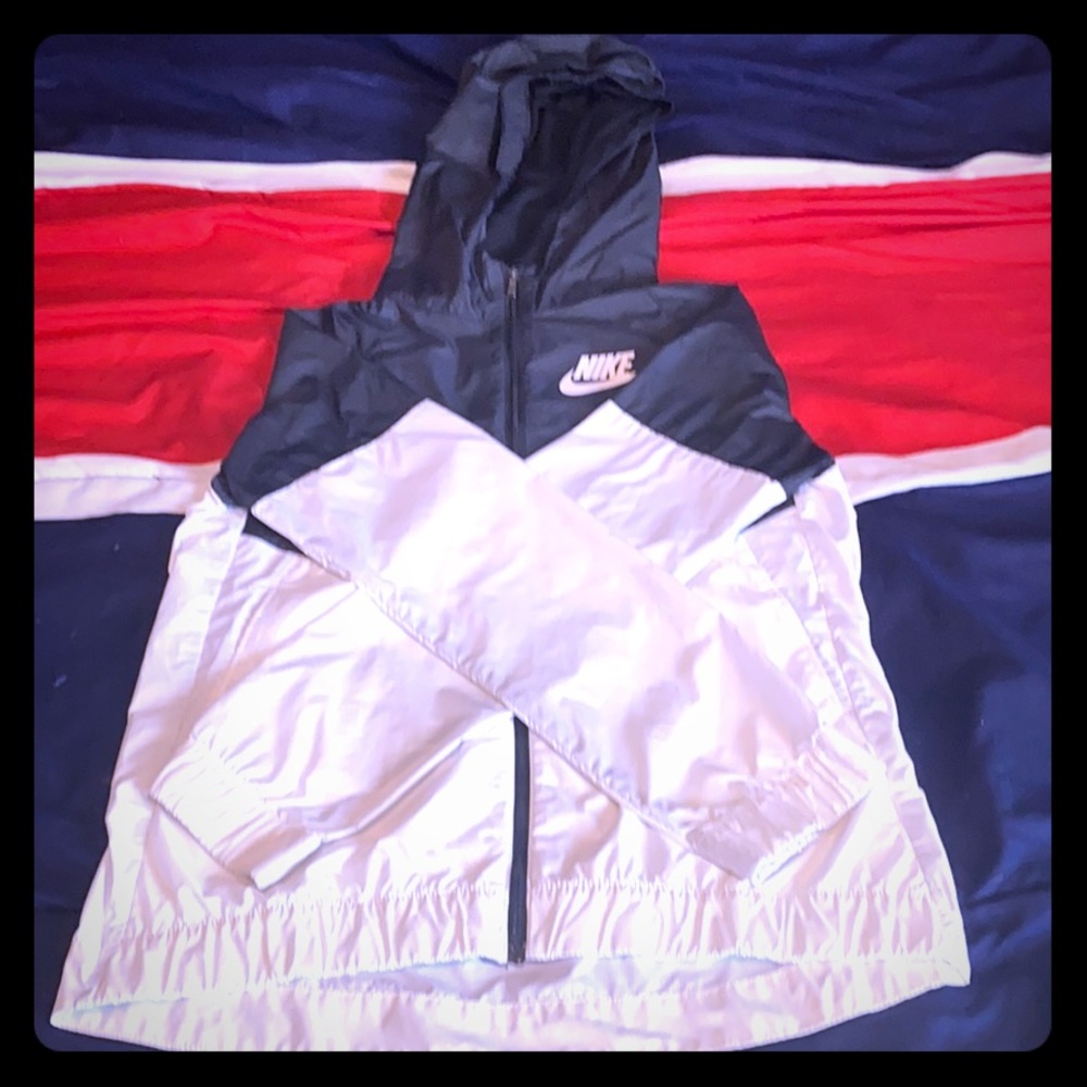 White and black nike windbreaker